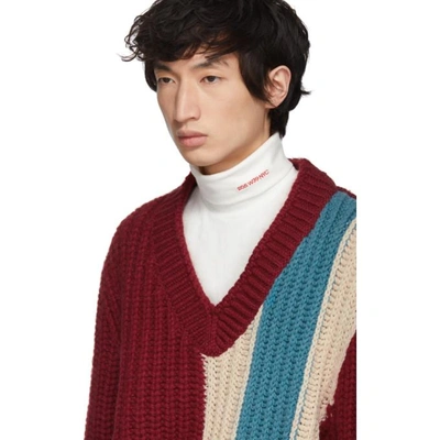 Shop Calvin Klein 205w39nyc Burgundy Striped V-neck Sweater