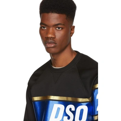 Shop Dsquared2 Black Shiny Logo Sweatshirt In 964 Bk/blu