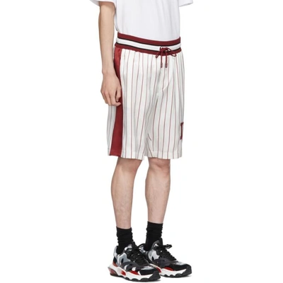 Shop Dolce & Gabbana Dolce And Gabbana Off-white And Red Silk Dg Shorts In Hwhas White