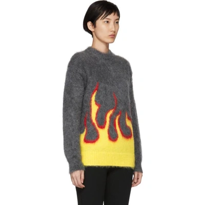 Shop Prada Grey Mohair Flame Crewneck Sweater In F0377 Grey