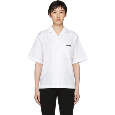 Shop Prada White Poplin Logo Shirt In F0009 White
