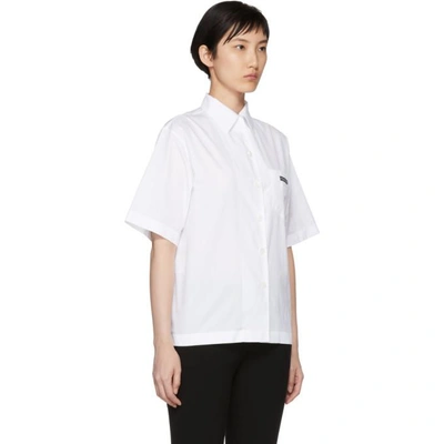 Shop Prada White Poplin Logo Shirt In F0009 White