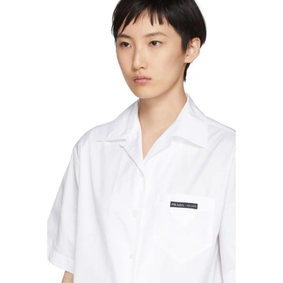 Shop Prada White Poplin Logo Shirt In F0009 White