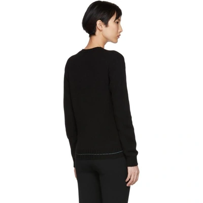 Shop Prada Black Cashmere Logo Crewneck Sweater In F0002 Black