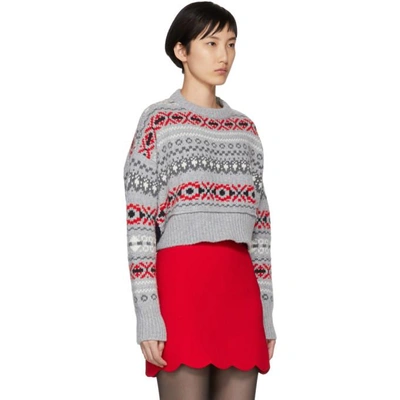 Shop Miu Miu Grey Wool Patterned Sweater