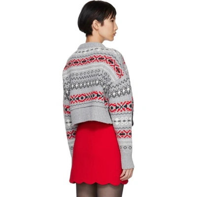 Shop Miu Miu Grey Wool Patterned Sweater