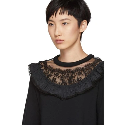Shop Marc Jacobs Black Lace And Ruffle Trim Sweatshirt In 001 Black