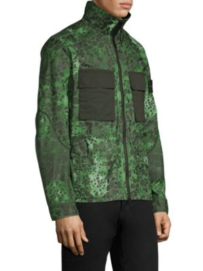 Shop Stone Island Camo Patch Pocket Jacket In Green