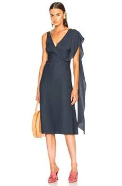 Shop Sies Marjan Etta Marocain Drape Front Dress In Graphite