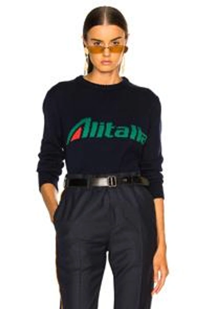 Shop Alberta Ferretti X Alitalia For Fwrd Logo Sweater In Navy Blue