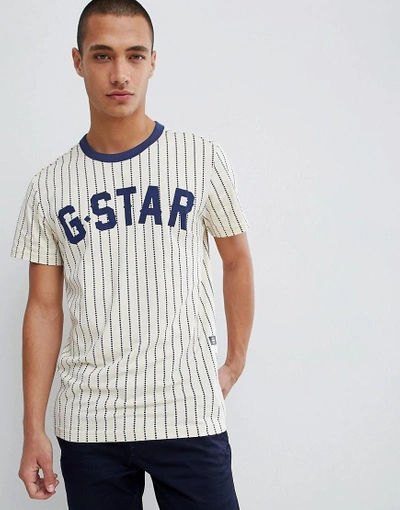 Shop G-star Baseball Organic Cotton Stripe T-shirt In Multi - Blue