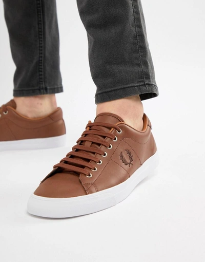 Fred Perry Underspin Leather Sneakers In Tan - Tan | ModeSens