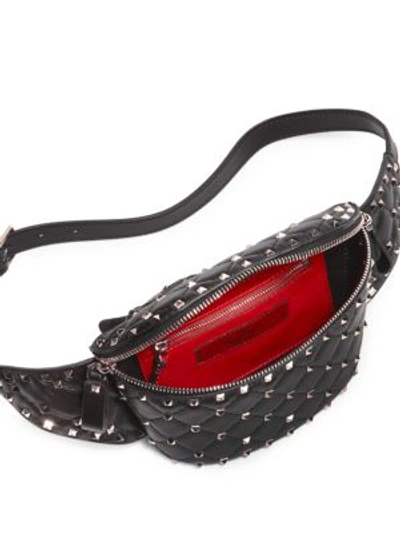Shop Valentino Garavani Small Rockstud Spike Leather Belt Bag In Black