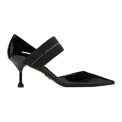 Shop Prada Black Patent Dorsay Heels In F0002 Black