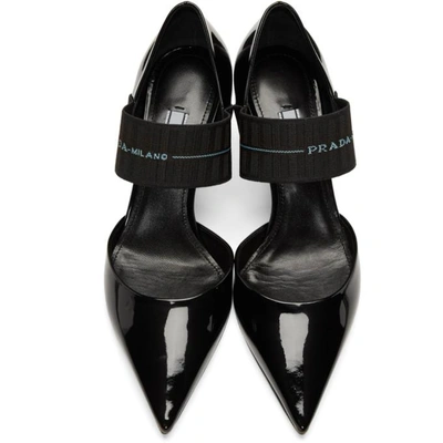 Shop Prada Black Patent Dorsay Heels In F0002 Black