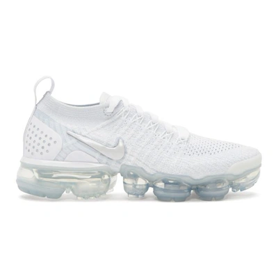 Shop Nike White And Grey Air Vapormax Flyknit 2 In 105 White/g