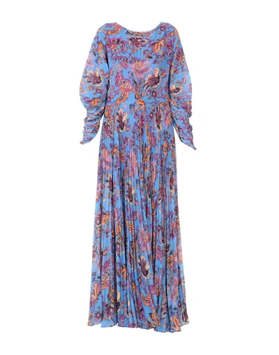 Shop Etro Long Dress In Azure