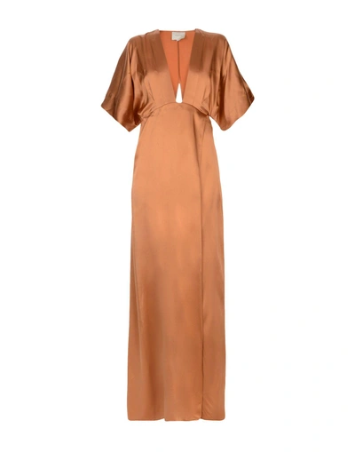 Shop Michelle Mason Long Dress In Brown