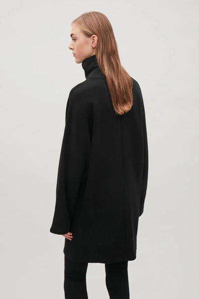 Shop Cos High-neck Dress With Wide Sleeves In Black