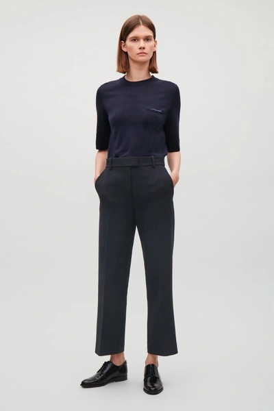 Cos Cropped Flare-leg Trousers In Blue | ModeSens