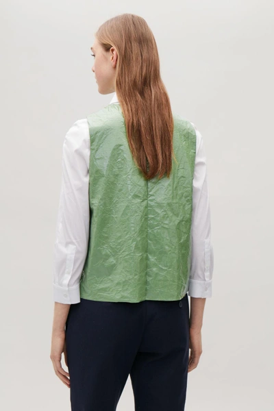 Shop Cos Coated Crinkle Vest Top In Green