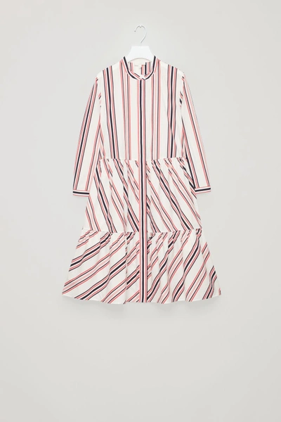 Shop Cos Striped Cotton Dress In White