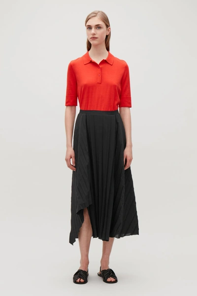 Shop Cos Pleated Asymmetric Skirt In Black