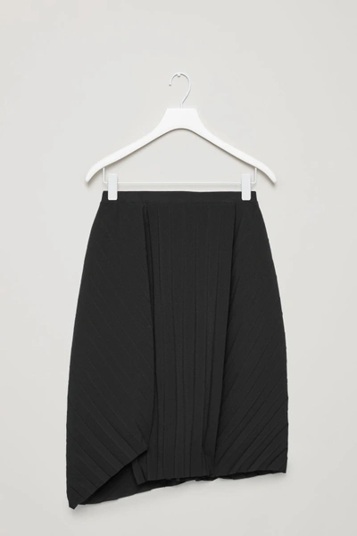 Shop Cos Pleated Asymmetric Skirt In Black