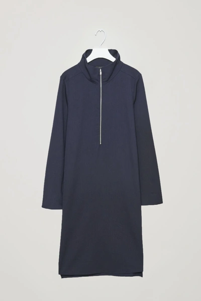 Shop Cos Dress With Front Zip In Blue