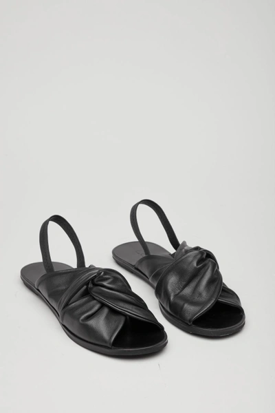 Shop Cos Knotted Leather Sandals In Black