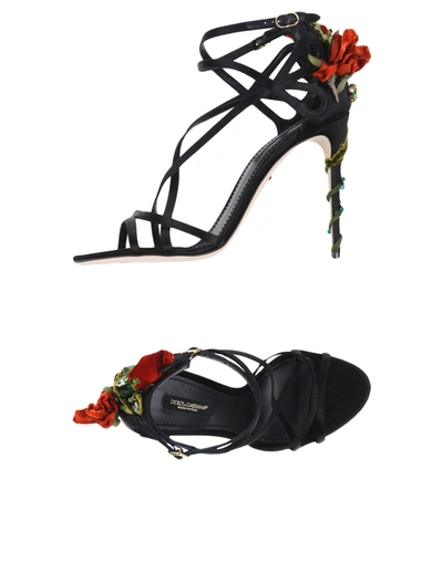 Shop Dolce & Gabbana Woman Sandals Black Size 5.5 Viscose, Silk, Goat Skin