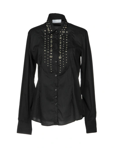 Shop Aglini Solid Color Shirts & Blouses In Black