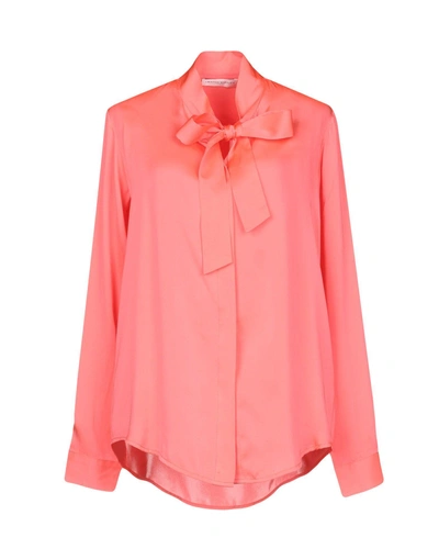 Shop Amanda Wakeley Shirts & Blouses With Bow In Coral