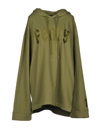 Shop Fenty X Puma Hooded Sweatshirt In Military Green