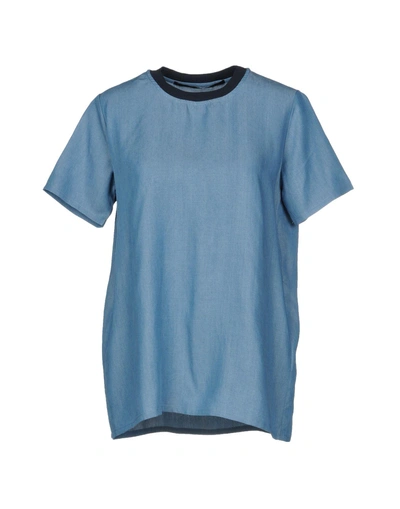 Shop Just Female Denim Shirts In Blue