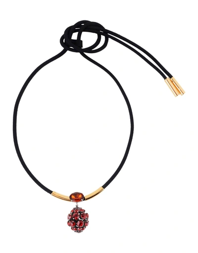 Shop Marni Woman Necklace Red Size - Textile Fibers, Metal, Soft Leather