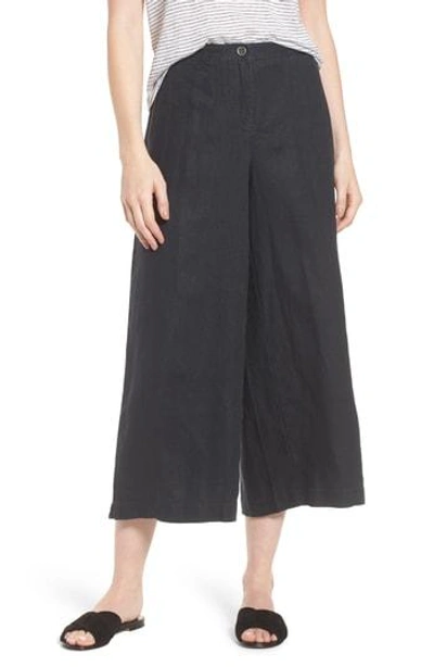Shop Eileen Fisher Wide Leg Organic Linen Pants In Graphite