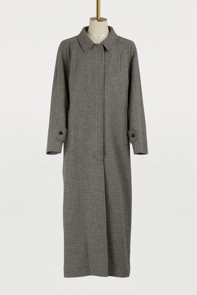 Shop Miu Miu Long Wool Coat In Grey