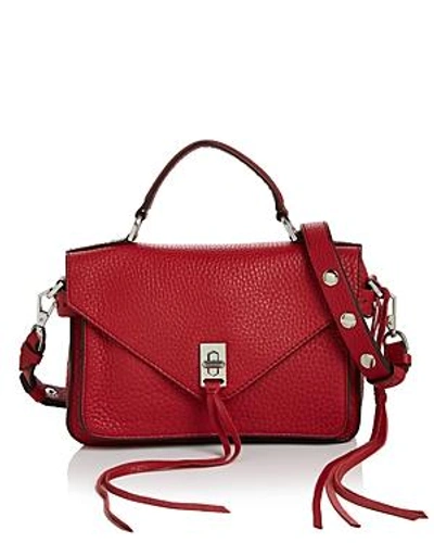 Shop Rebecca Minkoff Small Darren Leather Messenger In Scarlet Red/silver