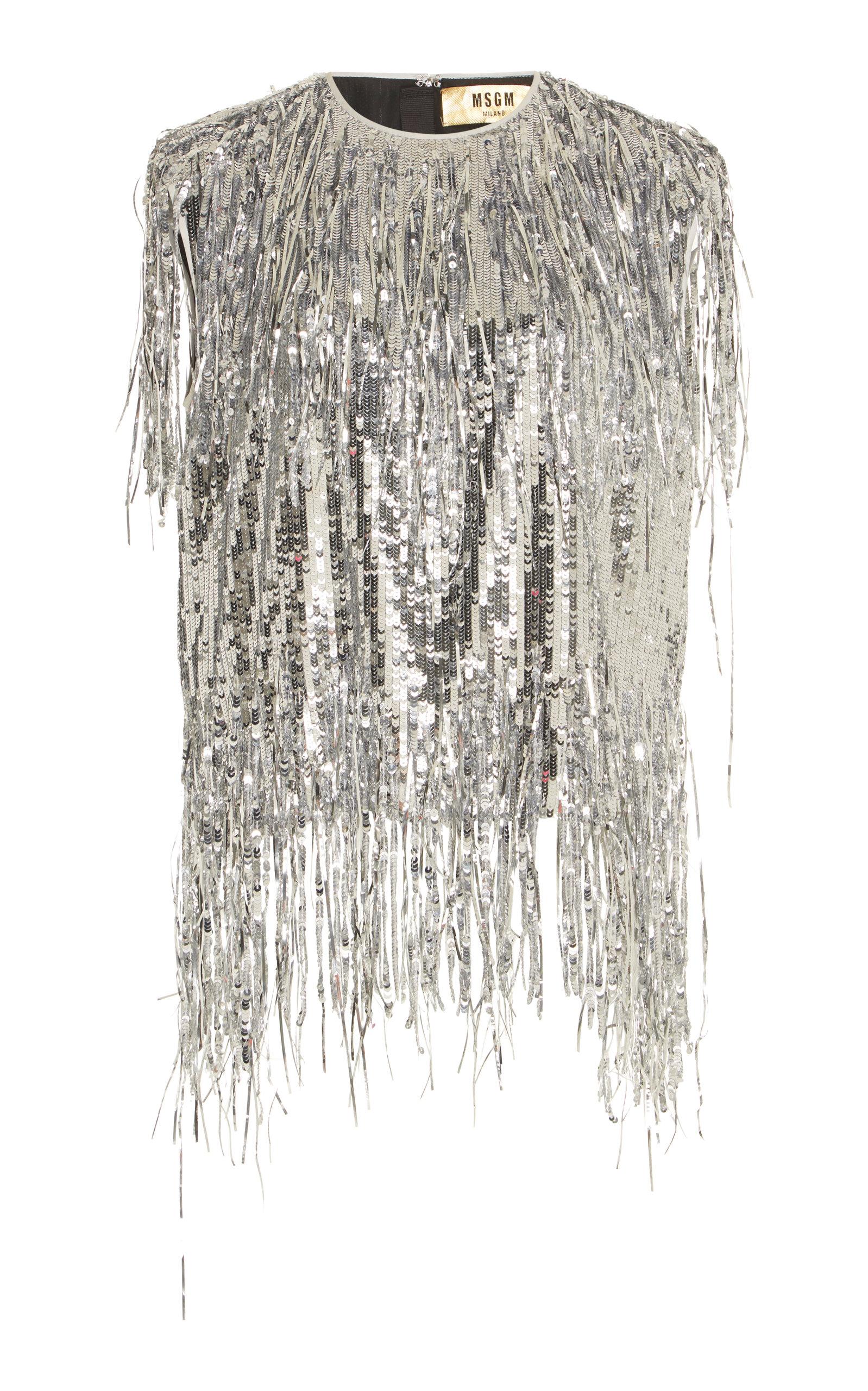 metallic sequin top