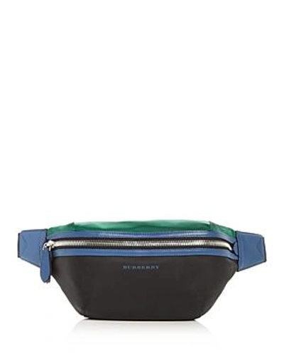 Shop Burberry Sonny Color-block Belt Bag In Black