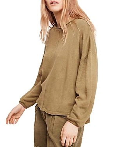 Shop Free People Be Good Distressed Sweatshirt In Moss