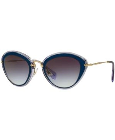 Shop Miu Miu Sunglasses, Mu 51rs In Blue Grey/grey Gradient
