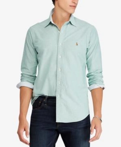 Shop Polo Ralph Lauren Men's Classic-fit Sport Shirt In Hunter Green/white