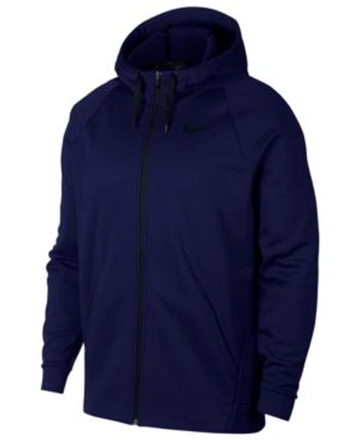 Shop Nike Men's Therma Training Full Zip Hoodie In Blue Void
