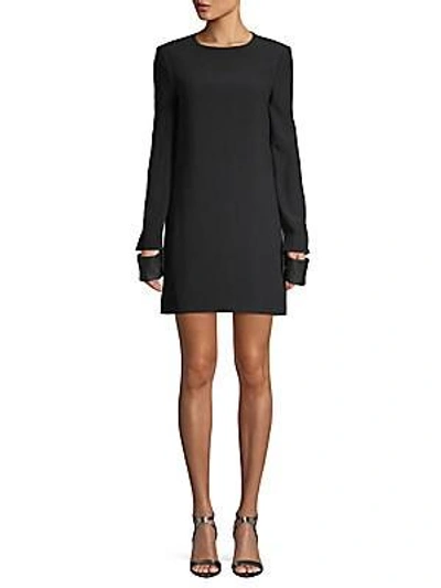 Shop Helmut Lang Long-sleeve Mini Shift Dress In Black