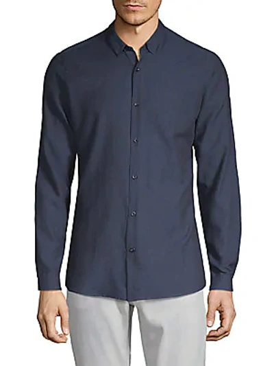 Shop The Kooples Classic Cotton Button-down Shirt In Navy