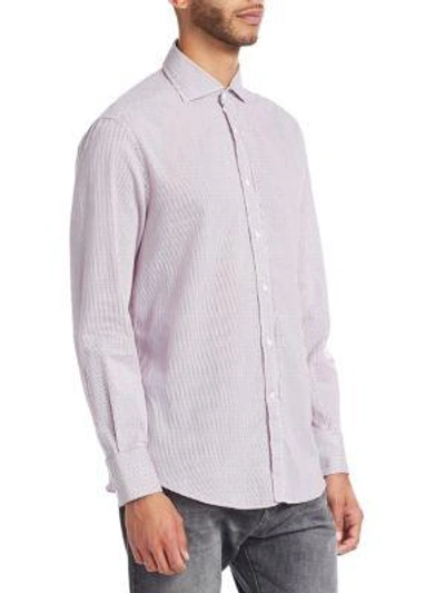 Shop Brunello Cucinelli Stripe Button-down Shirt In White Red