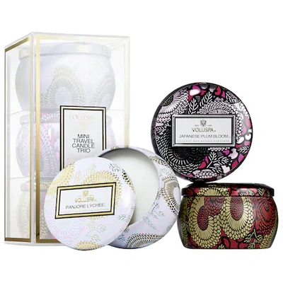 Shop Voluspa Mini Candle Set - Panjore Lychee, Japanese Plum Bloom, Goji & Tarocco Orange 3 X 4.0 oz/ 113 G