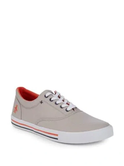 Shop Original Penguin Buckley Canvas Low-top Sneakers In Grey Orange